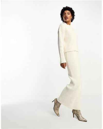4th & Reckless Falda larga color con abertura lateral - Blanco