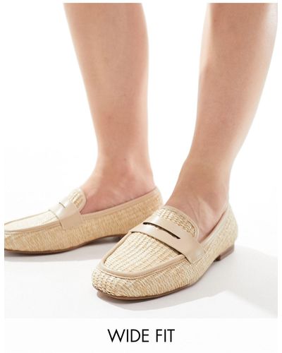 ASOS Wide fit – maddox – schmale loafer aus bast - Weiß