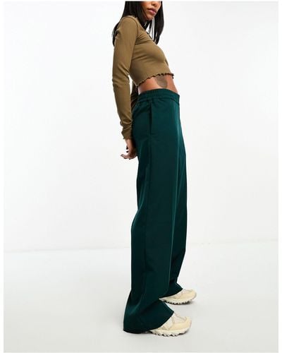 Monki High Pull-on Flare Trousers - Green