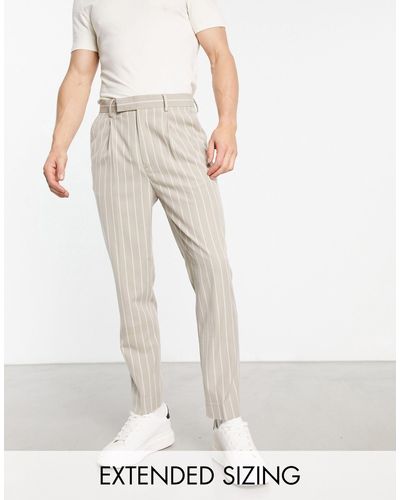 ASOS Pantalon élégant coupe fuselée à fines rayures - taupe - Blanc