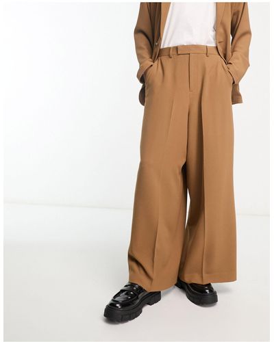 ASOS Extreme Wide Leg Suit Trousers - Brown