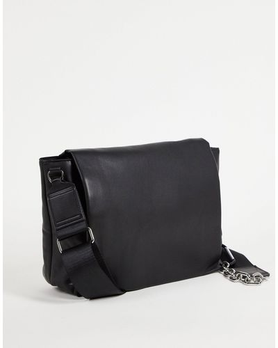ASOS Cross Body Wadded Bag With Chain Detail - Black