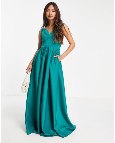 True Violet Black Label Sweetheart Prom Maxi Dress With Pockets - Green
