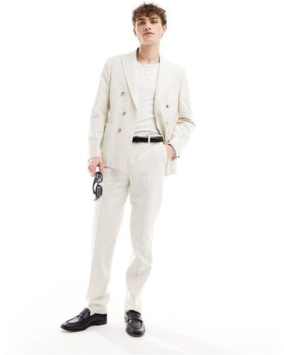 Twisted Tailor Pantaloni color crema con motivo gessato - Bianco
