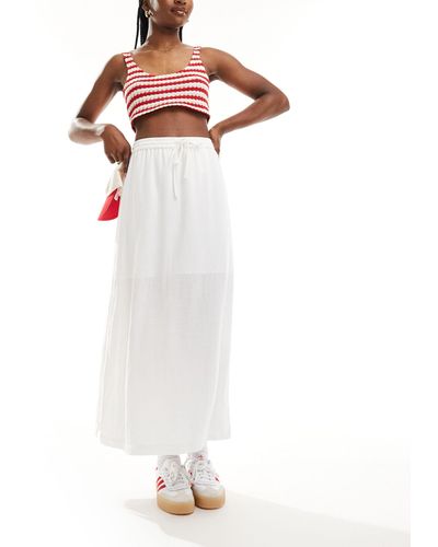 SELECTED Femme Linen Touch Midi Skirt - White