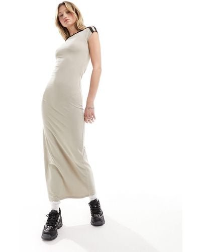 Collusion Cap Sleeve Fitted Maxi Dress - Natural