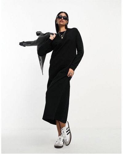ASOS Midi Sweat Dress With Pockets - Black