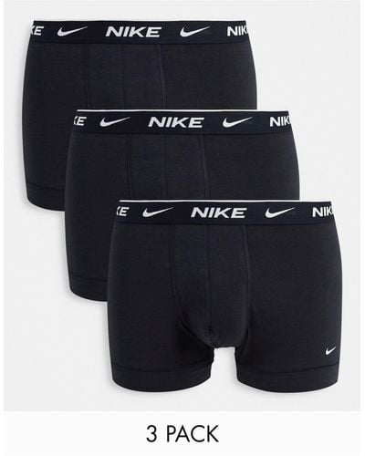 Nike 3 Pack Cotton Stretch Trunks - Black