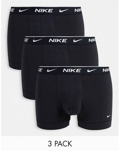 Nike – e unterhosen aus elastischer baumwolle im 3er-set - Schwarz