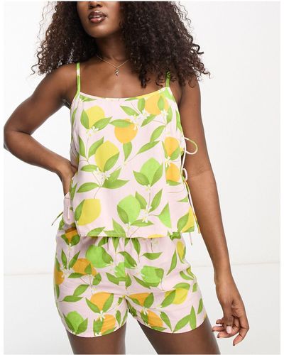 ASOS Mix & Match Modal Fruit Pyjama Short - Yellow