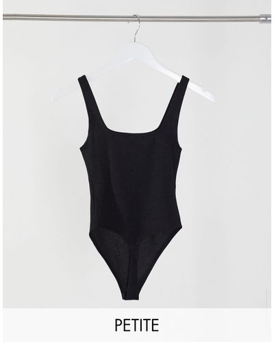 Flounce London Body basic sinuoso con scollo squadrato - Nero