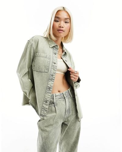 ONLY Boxy Denim Shirt Co-ord - Green