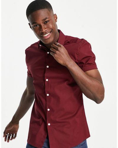 ASOS Skinny-fit Overhemd Met Stretch - Rood