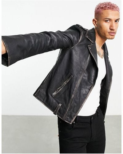 Bolongaro Trevor Biker Leather Jacket - Black