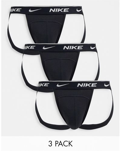 Nike – e Jockstraps aus Baumwollstretch im 3er-Pack - Schwarz