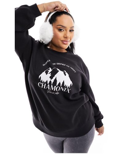 Threadbare Plus - ski - maglione stampato nero