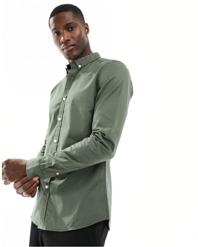 New Look Long Sleeve Muscle Fit Shirt - Green