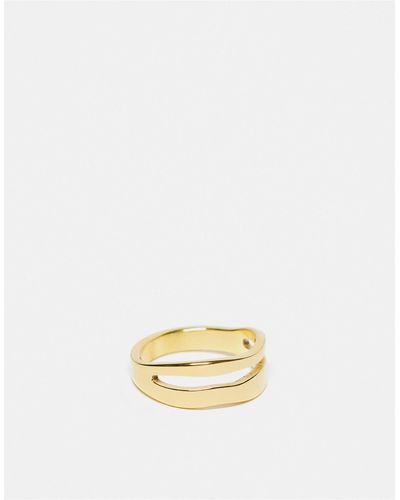 ASOS – er ring aus wasserfestem edelstahl mit zweireihigem, geschmolzenem design und geschenkbeutel - Mehrfarbig