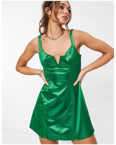 River Island Notch Front Structured Mini Dress - Green