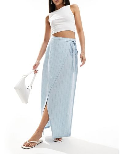 Vero Moda Wrap Midi Skirt - Blue