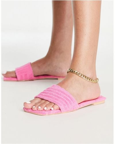 SIMMI Simmi london wide fit – flache sandalen aus frottee - Pink