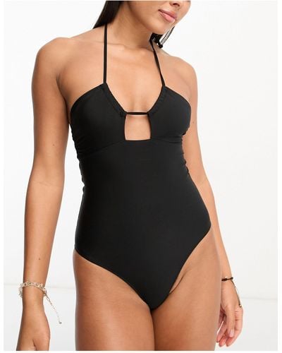 & Other Stories Cut Out Halter Swimsuit - Black