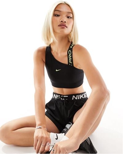 Nike Nike Pro Training Swoosh Asymmetric Sports Bra - Black