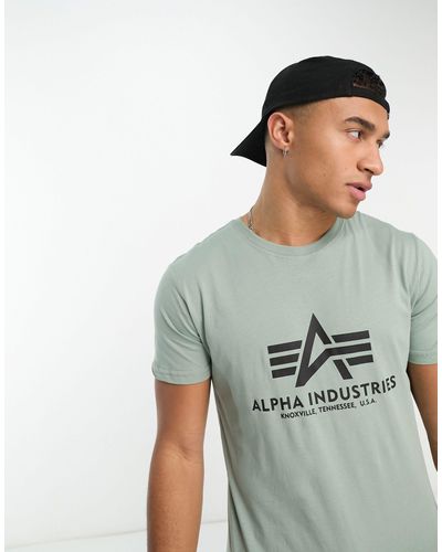 Alpha Industries T-shirt basic chiaro con stampa del logo - Verde