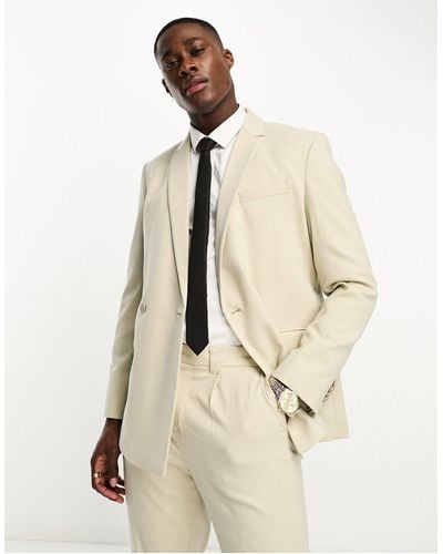 New Look Double Breasted Skim Suit Jacket - Natural