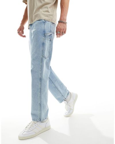 Only & Sons – helle jeans mit geradem schnitt und kante - Blau