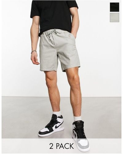 ASOS 2 Pack Slim Chino Shorts - Black