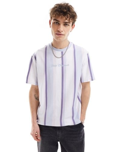 Guess Unisex Oversized Vertical Striped T-shirt - White