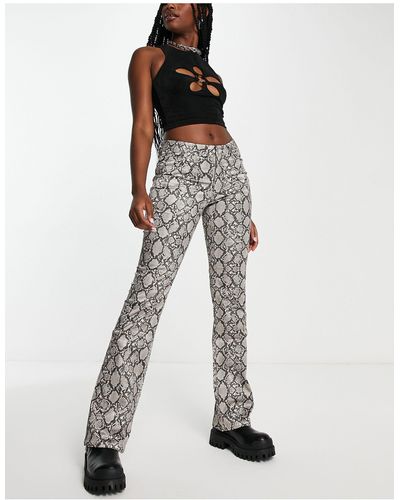 Weekday Snake Printed Trousers - White