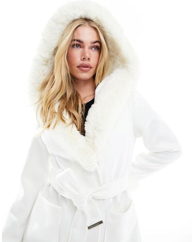 River Island Faux Fur Robe Jacket - White