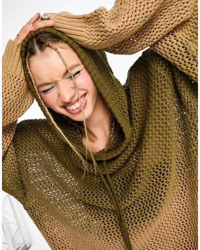 The Ragged Priest Ombre Knitted Hoodie - Green