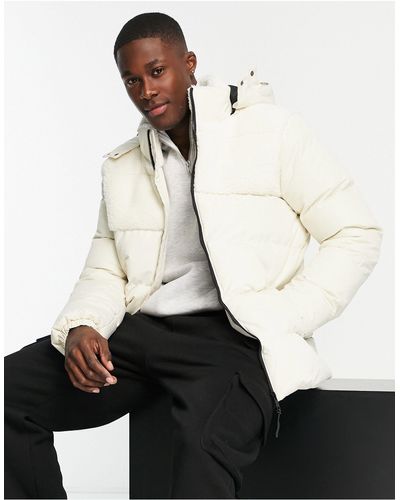 Threadbare Puffer Jacket With Detachable Hood - White