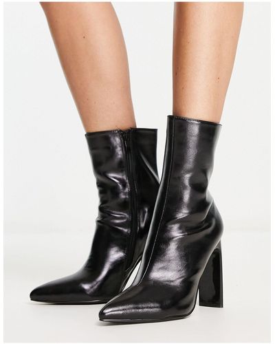 Glamorous Heeled Ankle Boots - Black