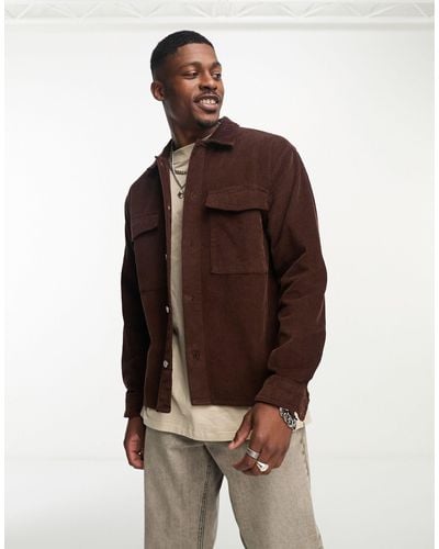 Abercrombie & Fitch Relaxed Fit Cord Overshirt - Brown
