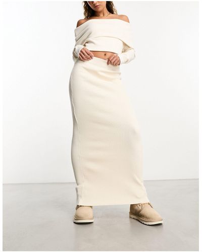 Fashionkilla Knitted Maxi Skirt - Natural