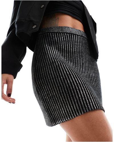 NA-KD Knitted Glitter Skirt - Black