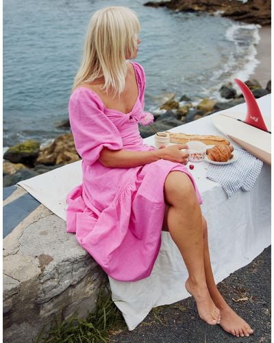 Billabong X Amanda Djerf Paradise Cove Maxi Beach Summer Dress - Pink