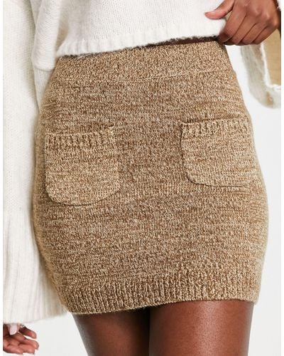 Free People Knitted Mini Skirt - Natural