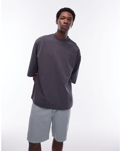 TOPMAN Oversized Fit Mid Sleeve T-shirt - Blue