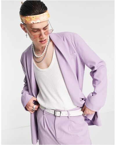 Reclaimed (vintage) Limited Edition Tie Waist Blazer Co-ord - Purple