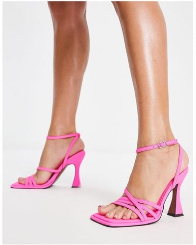 River Island Triple Strap Barely There Heeled Sandals - Pink
