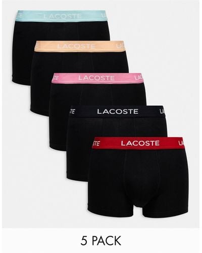 Lacoste 5 Pack Contrast Waistband Trunks - Black