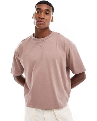 ASOS T-shirt épais oversize coupe carrée - marron - Rose