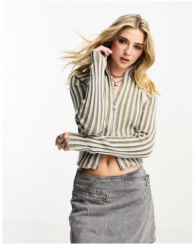 Reclaimed (vintage) Plated Rib Knit Top - Grey