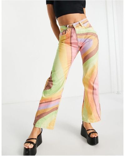 The Ragged Priest High Waisted Straight Leg Jeans - Multicolour