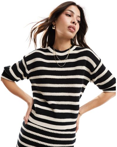 Vero Moda Textured Knitted Stripe Jumper Co-ord - Black
